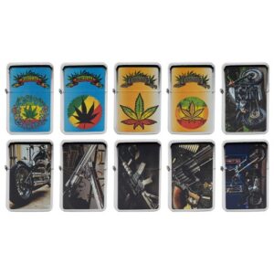 07220 REMO.. Benzines öngyújtó fém, több mintával