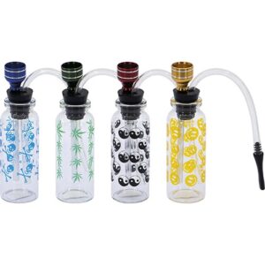 58584 REMO.Mini bong pipa üveg, 10,5 cm,több minta és szín-készlet szerint