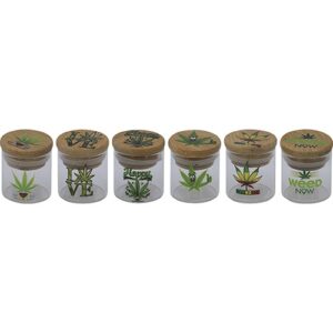 99601 Dohánytartó üveg-bambusz tetővel-4 cm-légmentesen zárodó